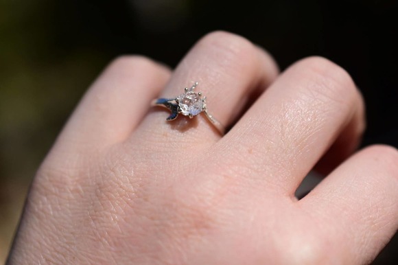 Raw Diamond Engagement Ring, Rough Uncut Diamond, White Diamond, Natural - Picture 3 of 10